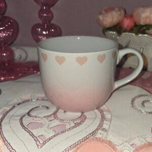 Pink And White Ombre Mug With Pink Hearts
